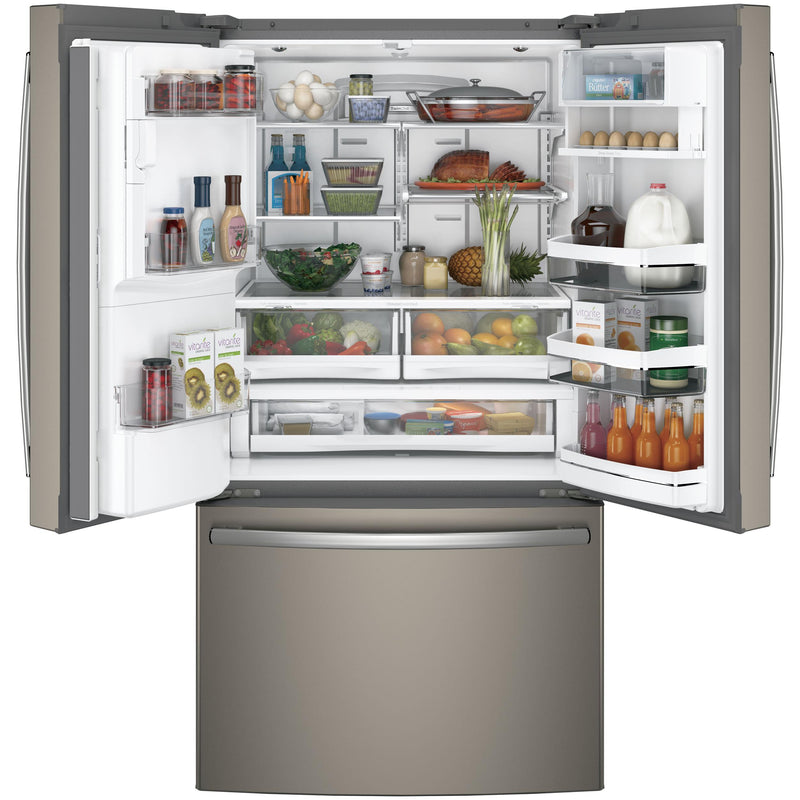 GE Profile 36-inch, 27.8 cu.ft. Freestanding French 3-Door Refrigerator with Keurig® K-Cup® Brewing System PFE28PMKES IMAGE 3