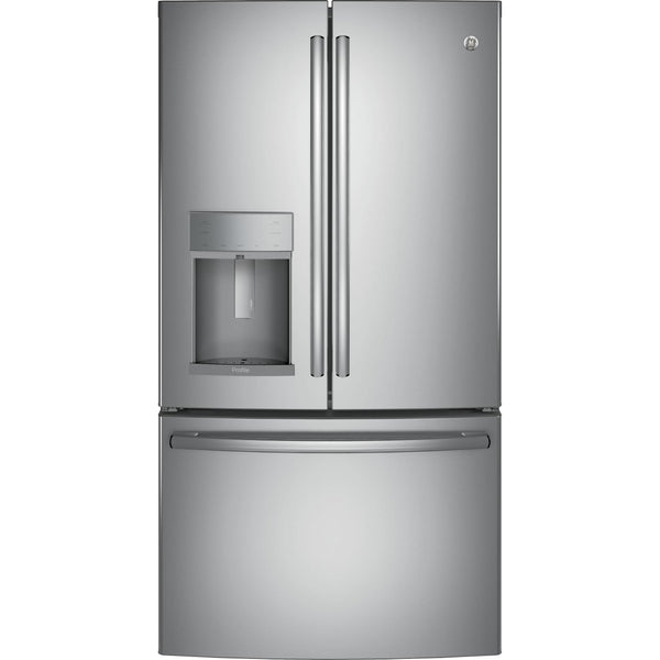 GE Profile 36-inch, 22.2 cu.ft. Counter-Depth French 3-Door Refrigerator with Water and Ice Dispensing System PYE22KSKSS IMAGE 1