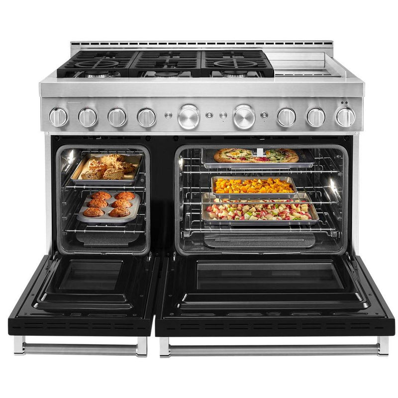 KitchenAid 48-inch Freestanding Gas Range with Even-Heat™ True Convection KFGC558JBK