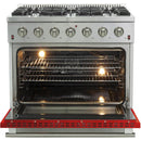 Forno Galiano Alta Qualita 36-inch Freestanding Gas Range with Convection Technology FFSGS6244-36 (Red)FFSGS624436RED