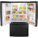GE 36-inch, 25.6 cu. ft. French 3-Door Refrigerator GFE26JGMBB