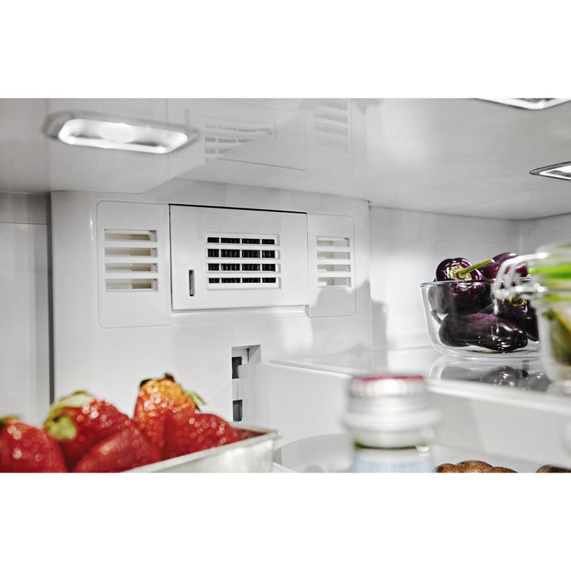 KitchenAid 36-inch, 26.8 cu. ft. Freestanding French Door 3-Door Refrigerator with Exterior Ice and Water Dispensing System KRFF507HPS