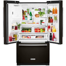 KitchenAid 36-inch, 26.8 cu. ft. Freestanding French Door 3-Door Refrigerator with Exterior Ice and Water Dispensing System (Black Stainless Steel+PrintShield) KRFF507HBS (KRFF507HBS)