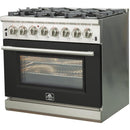 Forno Capriasca Alta Qualita 36-inch Freestanding Dual Fuel Range with Convection Technology FFSGS6187-36 (Black)FFSGS618736BLK