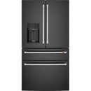 Caf? 36-inch, 22.3 cu.ft. Counter-Depth French 4-Door Refrigerator with Wi-Fi (Matte Black/Brushed Stainless) CXE22DP3PD1 (CXE22DP3PD1)