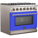 Forno Capriasca Alta Qualita 36-inch Freestanding Gas Range with Convection Technology FFSGS6260-36 (Blue)FFSGS626036BLU