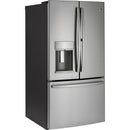 GE Profile 36-inch, 22.1 cu.ft. Counter-Depth French 3-Door Refrigerator with External Water and Ice Dispensing System (Stainless Steel)  PYD22KSLSS (PYD22KSLSS)