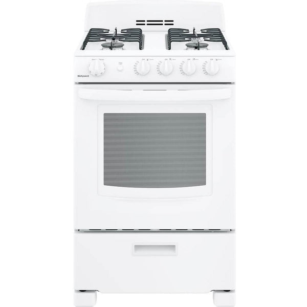 Hotpoint 24-inch Freestanding Gas Range with 4 Sealed Burners RGAS300DMWW IMAGE 1