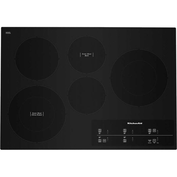 KitchenAid 30-inch Built-in Electric Cooktop with Even-Heat™ UltraPower™ Element KCES950HBL IMAGE 1