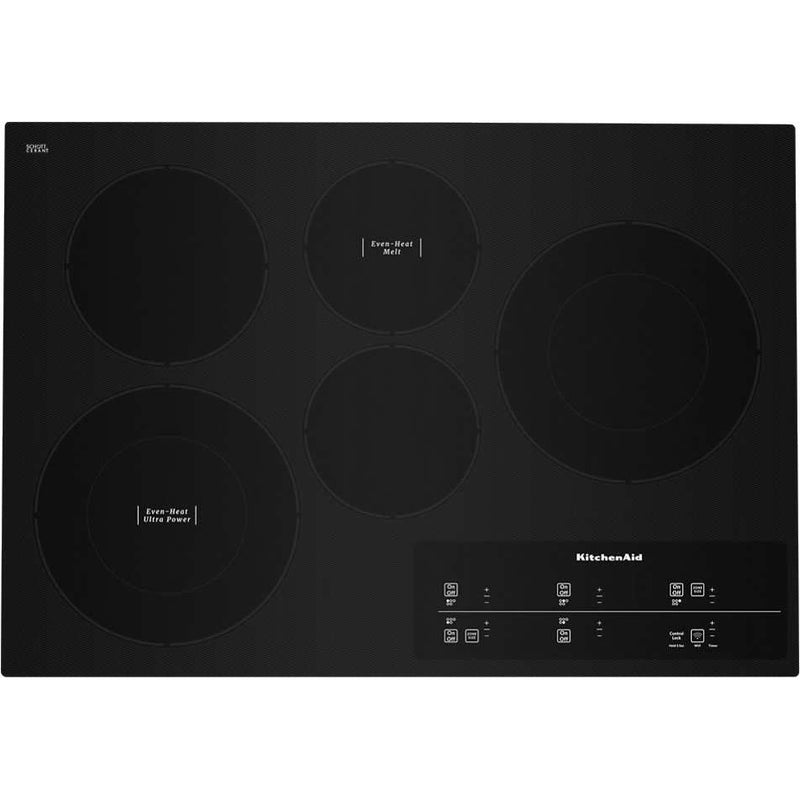 KitchenAid 30-inch Built-in Electric Cooktop with Even-Heat™ UltraPower™ Element KCES950HBL IMAGE 1