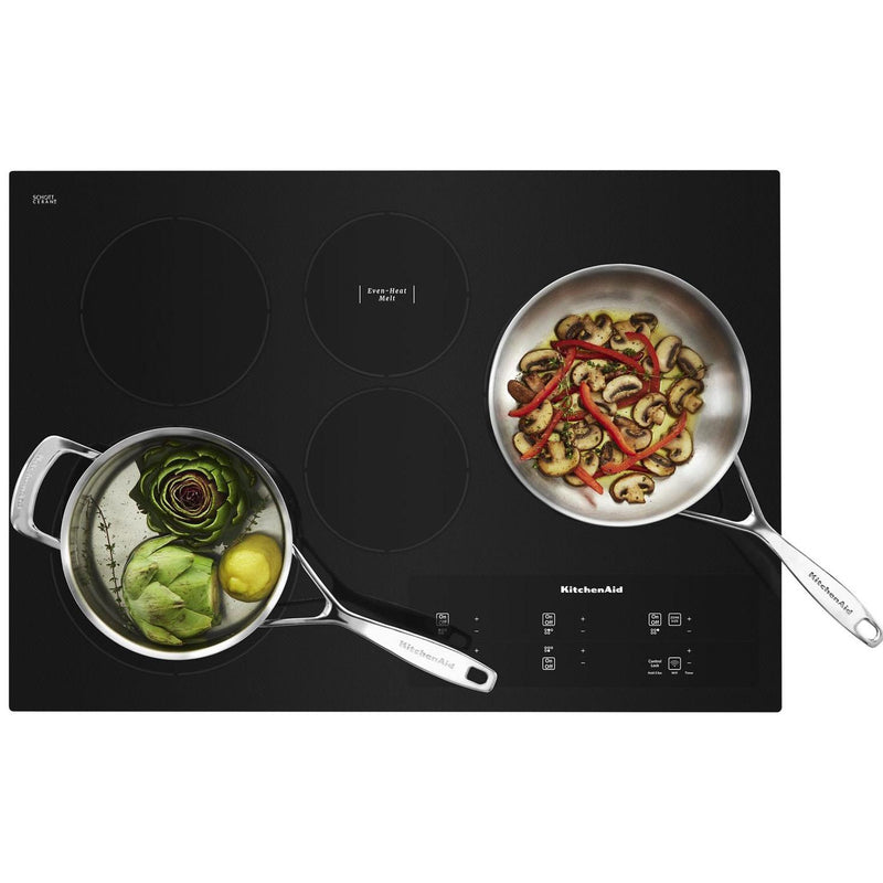 KitchenAid 30-inch Built-in Electric Cooktop with Even-Heat™ UltraPower™ Element KCES950HBL IMAGE 2