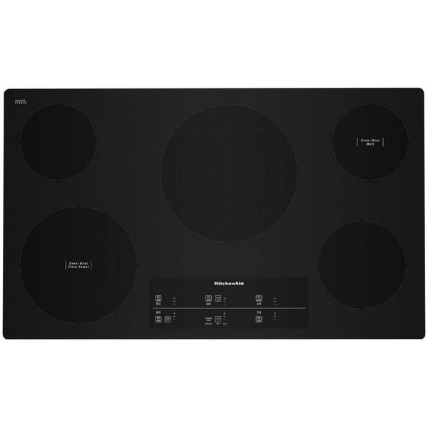 KitchenAid 36-inch Built-in Electric Cooktop with Even-Heat™ UltraPower™ Element KCES956HBL IMAGE 1