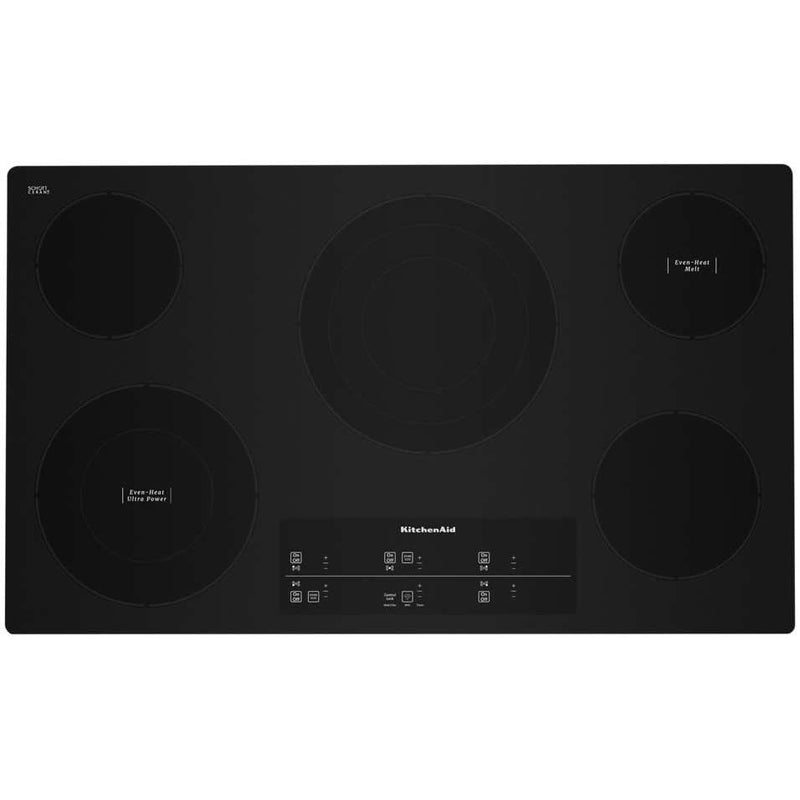 KitchenAid 36-inch Built-in Electric Cooktop with Even-Heat™ UltraPower™ Element KCES956HBL IMAGE 1