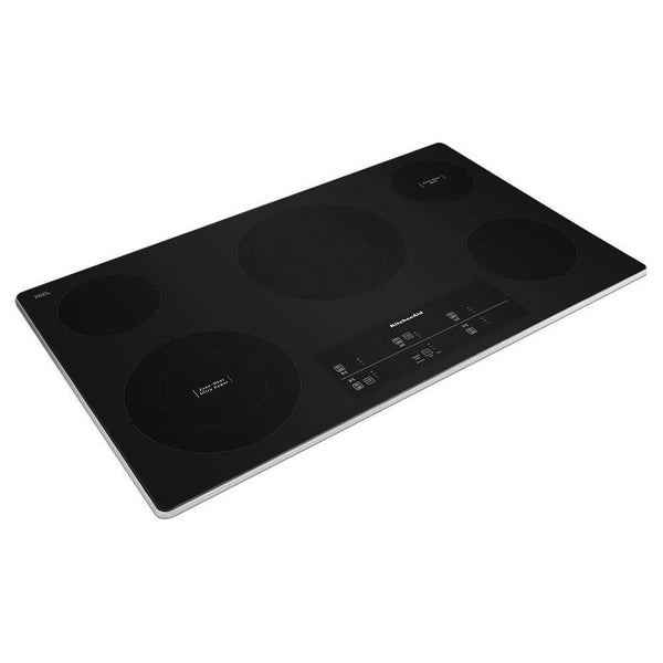 KitchenAid 36-inch Built-in Electric Cooktop with Even-Heat™ UltraPower™ Element KCES956HSS IMAGE 1