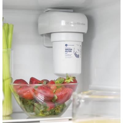 GE 33-inch, 24.8 cu. ft. French 3-Door Refrigerator with Internal Water Dispenser GNE25JYKFS