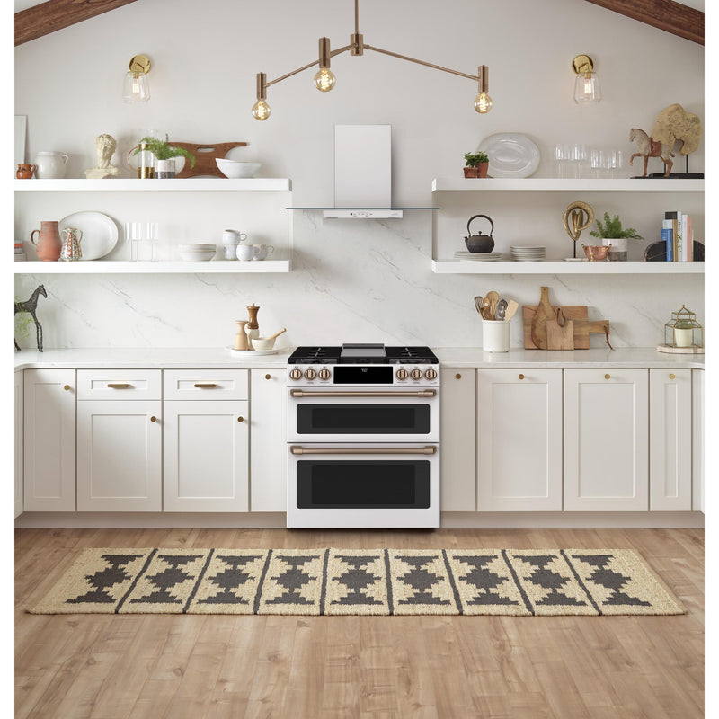 Double oven on sale range white