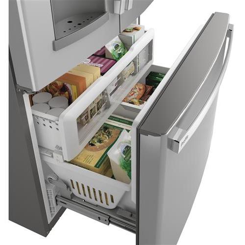 GE Profile 36-inch, 22.2 cu.ft. Counter-Depth French 3-Door Refrigerator with Water and Ice Dispensing System PYE22KYNFS