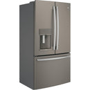 GE Profile 36-inch, 22.2 cu.ft. Counter-Depth French 3-Door Refrigerator with Water and Ice Dispensing System PYE22KMKES