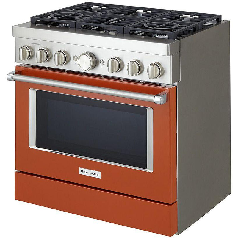 KitchenAid 36-inch Freestanding Gas Range with Even-Heat™ True Convection KFGC506JSC IMAGE 2