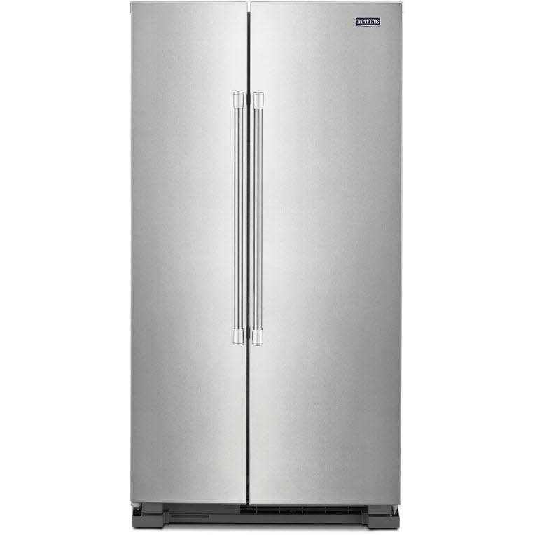 Maytag 36-inch, 25 cu.ft. Freestanding Side-by-Side Refrigerator with BrighSeries™ LED Lighting MSS25N4MKZ