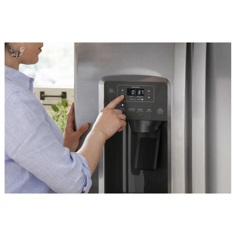 GE 33-inch, 23 cu. ft. Side-By-Side Refrigerator with Water and Ice Dispensing System GSS23GYPFS