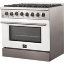 Forno Galiano Alta Qualita 36-inch Freestanding Dual Fuel Range with Convection Technology FFSGS6156-36WHTFFSGS615636WHT