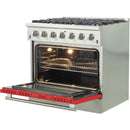 Forno Galiano Alta Qualita 36-inch Freestanding Gas Range with Convection Technology FFSGS6244-36 (Red)FFSGS624436RED