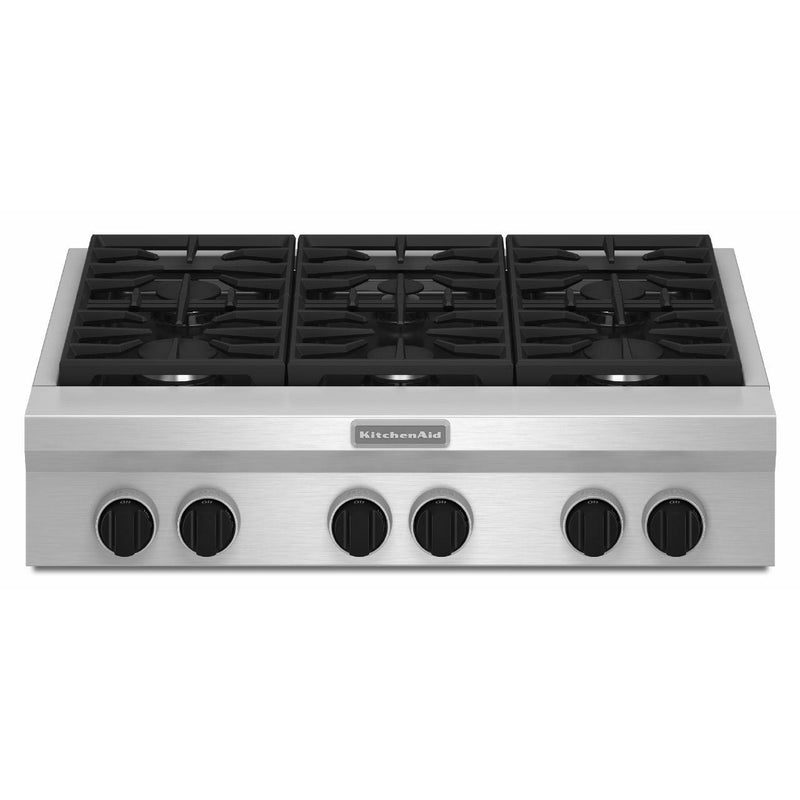 KitchenAid 36-inch Gas Rangetop with Professional Burners KGCU467VSS IMAGE 1