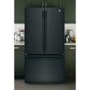 GE 36-inch, 27 cu.ft. Freestanding French 3-Door Refrigerator with Internal Water Dispenser GNE27JGMBB