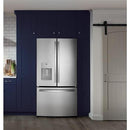 GE 36-inch, 25.6 cu.ft. Freestanding French 3-Door Refrigerator with Multiflow Air System GFE26JYMFSGFE26JYMFS