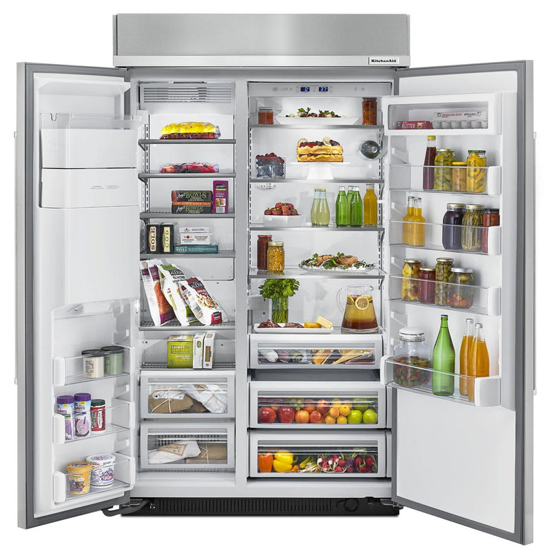 KitchenAid 48-inch, 29.5 cu.ft. Built-in Side-by-Side Refrigerator with Water and Ice Dispensing System KBSD608ESS IMAGE 2