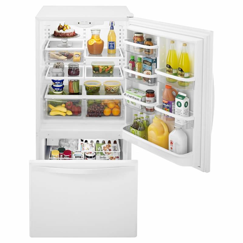 (WRB322DMBW) Whirlpool 33-inch, 22 cu. ft. Bottom Freezer Refrigerator with Icemaker WRB322DMBW