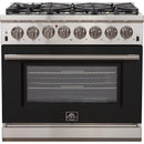 Forno Capriasca Alta Qualita 36-inch Freestanding Dual Fuel Range with Convection Technology FFSGS6187-36 (Black)FFSGS618736BLK