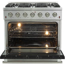 Forno Galiano Alta Qualita 36-inch Freestanding Gas Range with Convection Technology FFSGS6244-36BLK