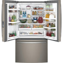 GE Profile 36-inch, 23.1 cu. ft. Counter-Depth French 3-Door Refrigerator with Ice and Water (Fingerprint-Resistant Slate) PWE23KMKES (PWE23KMKES)