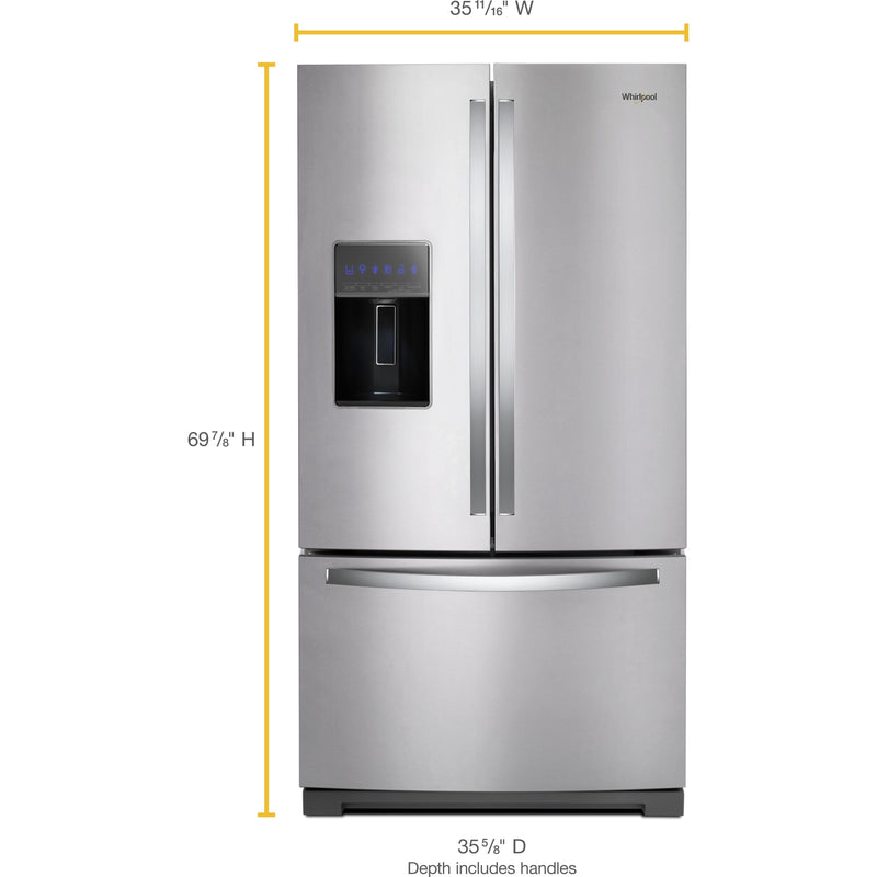 Whirlpool 36-inch, 26.8 cu. ft. Freestanding French 3-Door Refrigerator Water and Ice Dispensing System WRF767SDHZ (WRF767SDHZ)