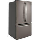 GE 36-inch, 27 cu.ft. Freestanding French 3-Door Refrigerator with Internal Water Dispenser GNE27JMMES