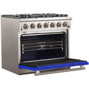 Forno Capriasca Alta Qualita 36-inch Freestanding Gas Range with Convection Technology FFSGS6260-36 (Blue)FFSGS626036BLU