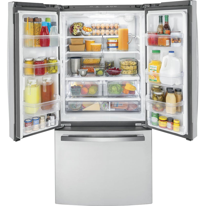 GE 33-inch, 24.8 cu. ft. French 3-Door Refrigerator with Ice and Water