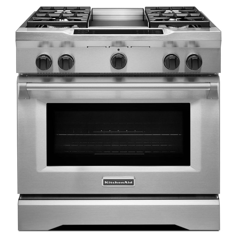 KitchenAid 36-inch Freestanding Dual-Fuel Range with Even-Heat™ KDRS463VSS IMAGE 1