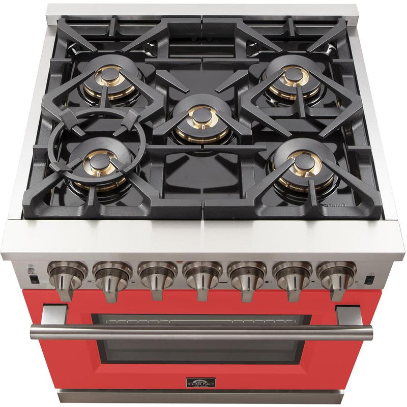 Forno Capriasca Alta Qualita 30-inch Freestanding Gas Range with Convection Technology FFSGS6260-30RED IMAGE 3