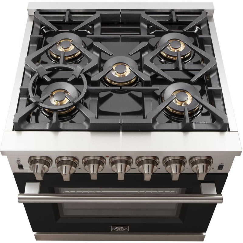 Forno Capriasca Alta Qualita 30-inch Freestanding Gas Range with Convection Technology FFSGS6260-30BLK IMAGE 3