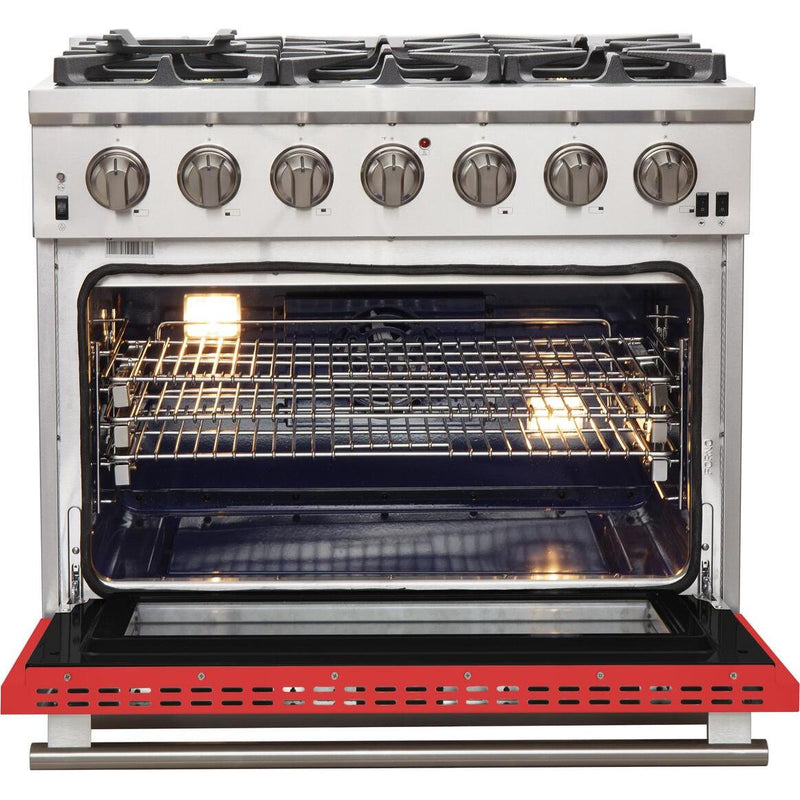 Forno Capriasca Alta Qualita 36-inch Freestanding Gas Range with Convection Technology FFSGS6260-36RED IMAGE 2