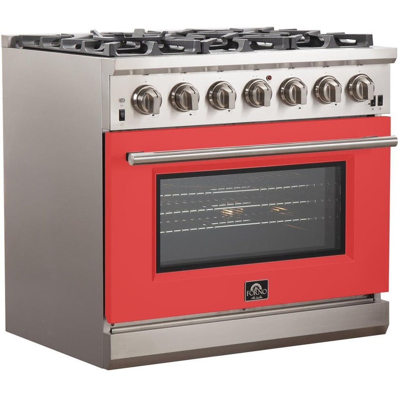 Forno Capriasca Alta Qualita 36-inch Freestanding Gas Range with Convection Technology FFSGS6260-36RED IMAGE 3