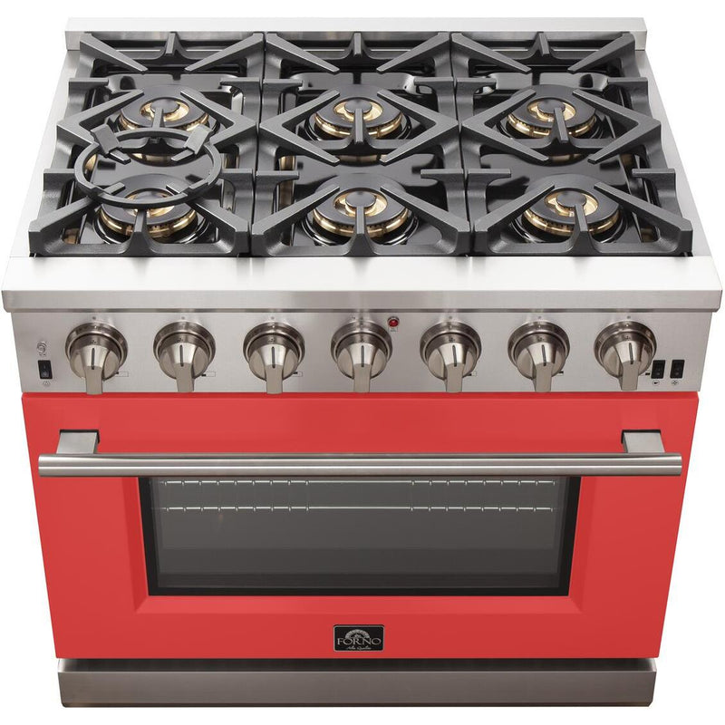 Forno Capriasca Alta Qualita 36-inch Freestanding Gas Range with Convection Technology FFSGS6260-36RED IMAGE 4