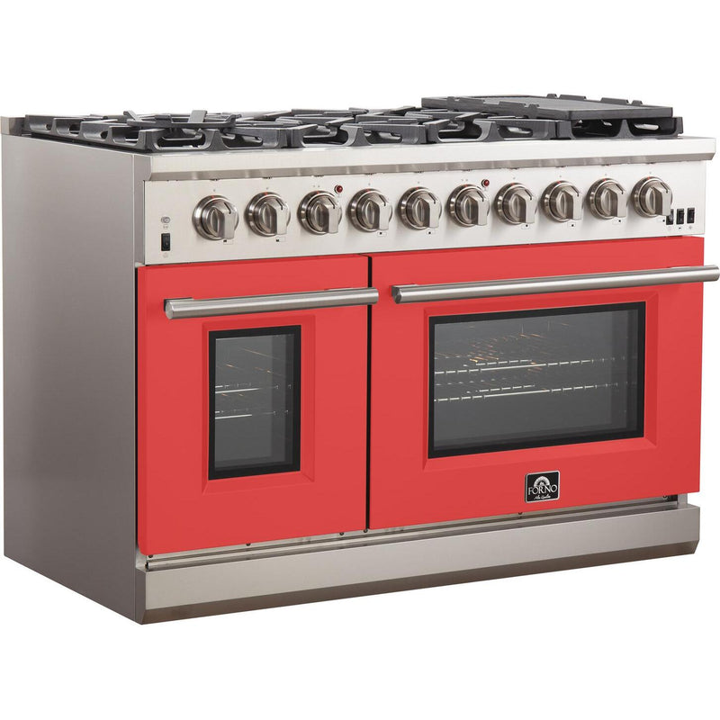 Forno Capriasca Alta Qualita 48-inch Freestanding Gas Range with Convection Technology FFSGS6260-48RED IMAGE 3