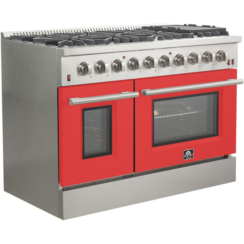 Forno Galiano Alta Qualita 48-inch Freestanding Gas Range with Convection Technology FFSGS6244-48RED IMAGE 3