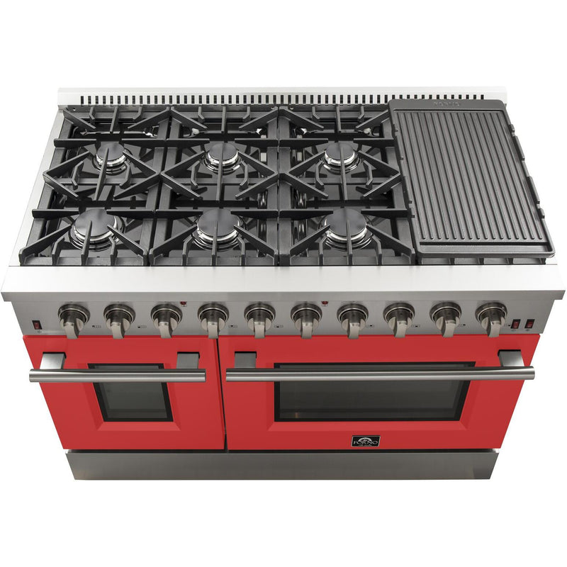 Forno Galiano Alta Qualita 48-inch Freestanding Gas Range with Convection Technology FFSGS6244-48RED IMAGE 4