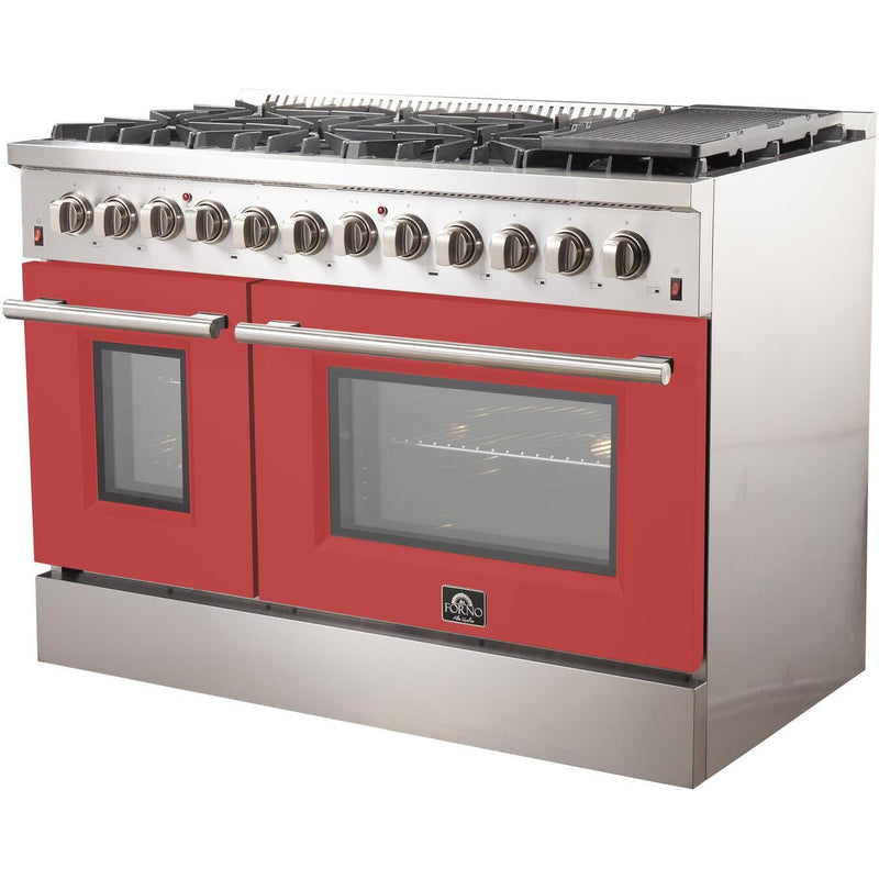 Forno Galiano Alta Qualita 48-inch Freestanding Dual Fuel Range with Convection Technology FFSGS6156-48RED IMAGE 3