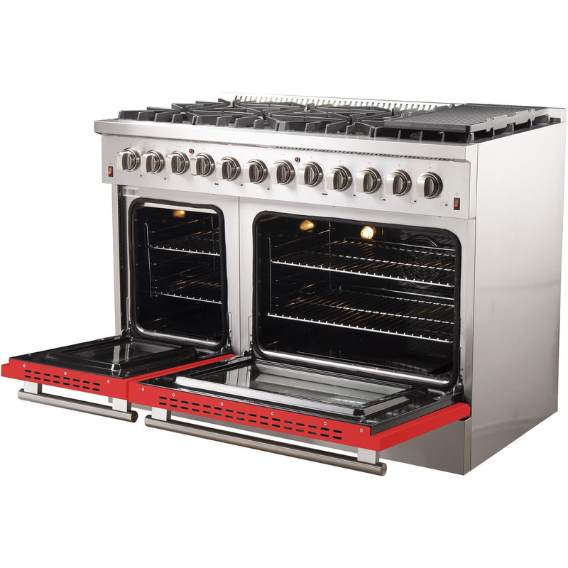 Forno Galiano Alta Qualita 48-inch Freestanding Dual Fuel Range with Convection Technology FFSGS6156-48RED IMAGE 5